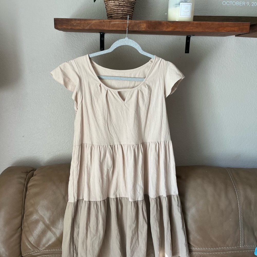 Cream and Tan dress for Fall